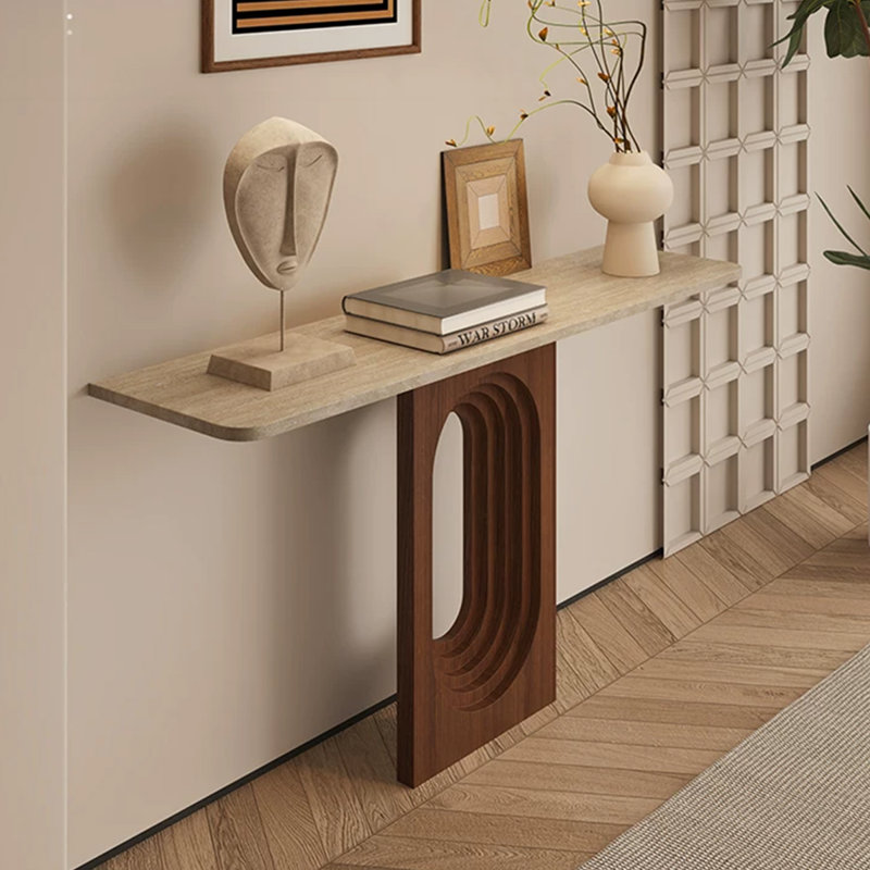 Traditional Nut-Brown Solid Wood Console Table, 54.33