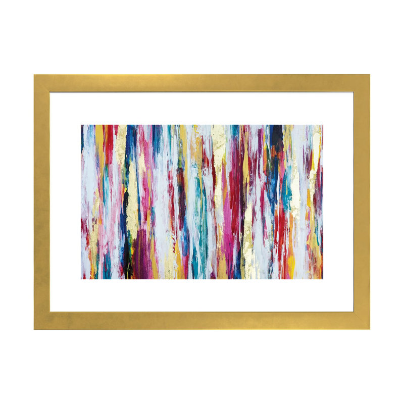 Pensées pleines de couleurs par Nikki Chauhan, H 24 po x l 32 po x P 1 po, Papier encadré doré