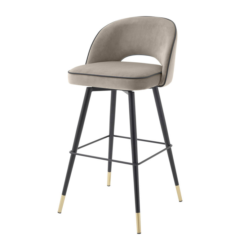 Cliff Upholstered Bar Stool with Metal Frame, Beige, Bar Stool (31” Seat Height)