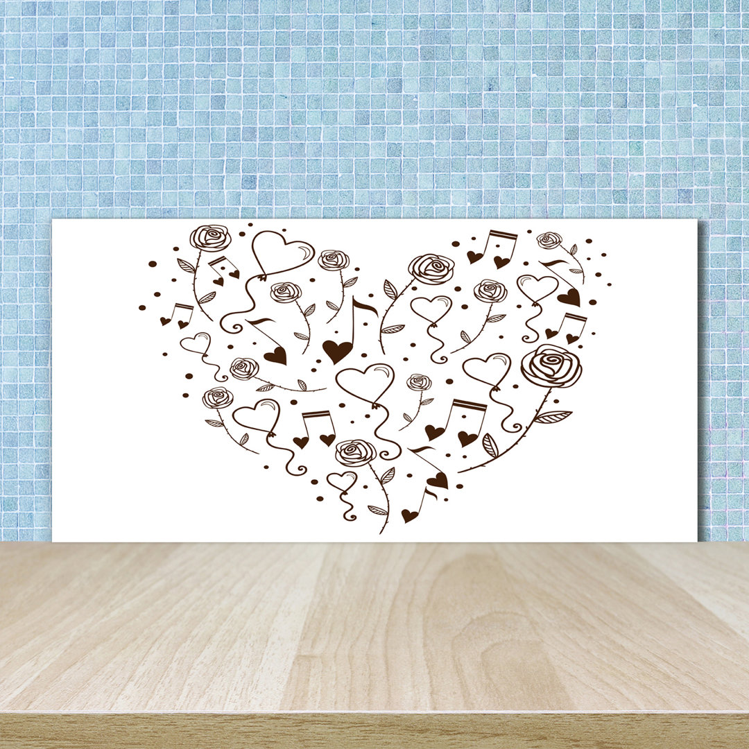 50 cm x 100 cm Glas Spritzschutzpaneel Heart