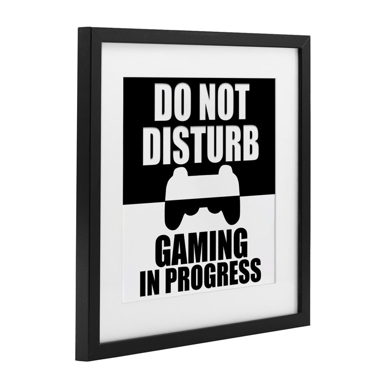 «Do Not Disturb Minimal Gamer», reproduction sous verre, conception de Kim Allen, H 13 po x l 13 po, Cadre noir minuit