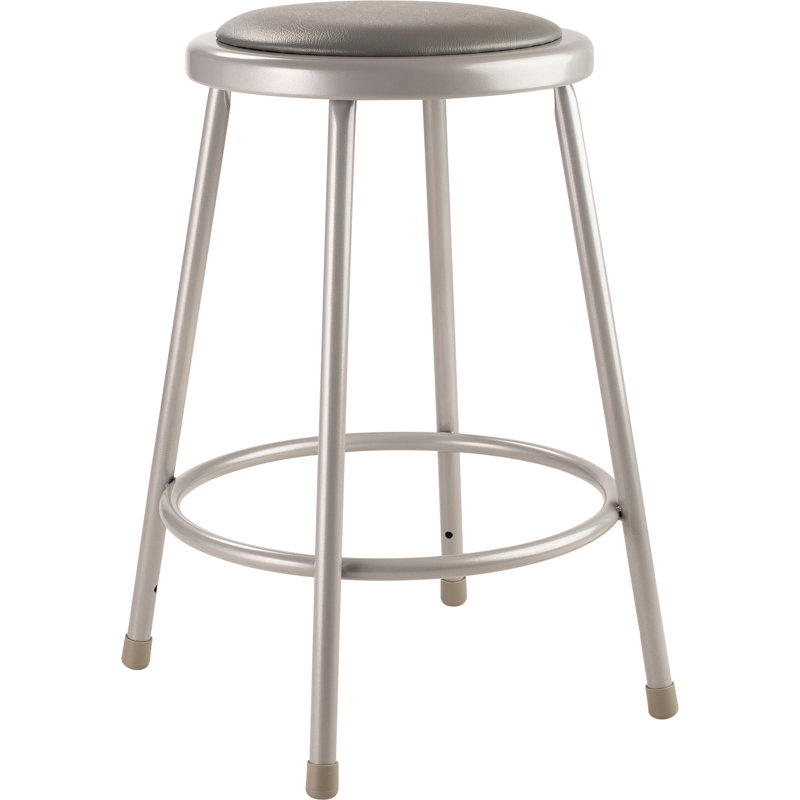 Ergonomic Industrial Stool with Footrest, Gray, 24"