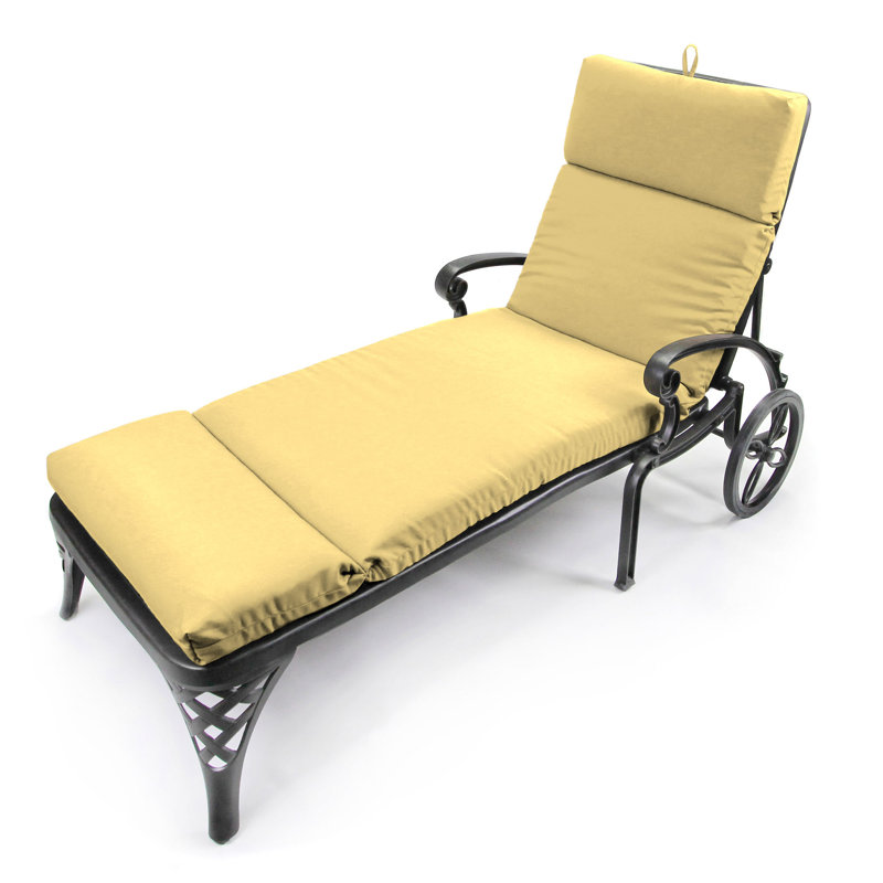 Sunbrella 72" x 22" Outdoor Chaise Lounge Cushion with Ties and Loop, Canvas Wheat