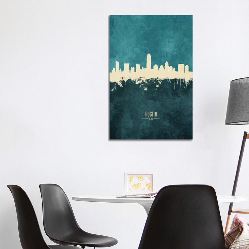 Austin Texas Skyline by Michael Tompsett - Wrapped Canvas Painting, 40" H x 26" W  x 1.5" D