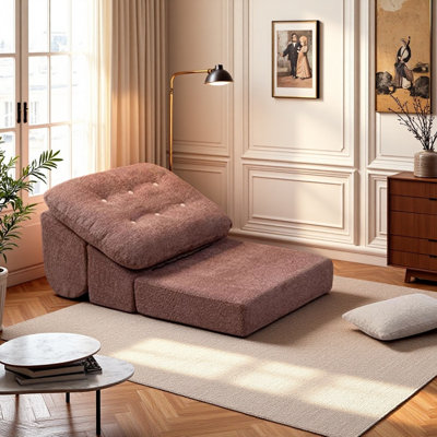 Dirty Pink Upholstered Modular Compressed Sofa