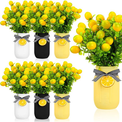 6-pack Lemon Mason Jar Table Centerpieces