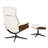 Mid Century Genuine Leather Recliner Lounge Chair With Ottoman-120950977