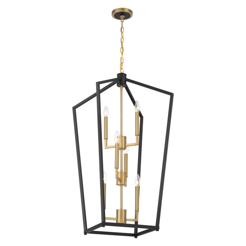Everly Quinn Paulyne - 6 Light Pendant In Coal Black & Signature Brass Finish