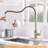 Automatic Smart Hands Kitchen Faucet In Brushed Gold, Touchless With Reliable Motion Sensor And Pull Out Intelligent Control-492583823