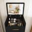 Bureau de coiffeuse 3 en 1 avec miroir rabattable, plateau en verre et tabouret de rangement-990181412