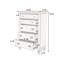Commode luxueuse 5 tiroirs avec rangement spacieux, parfaite pour un décor de chambre à coucher élégant et fonctionnel