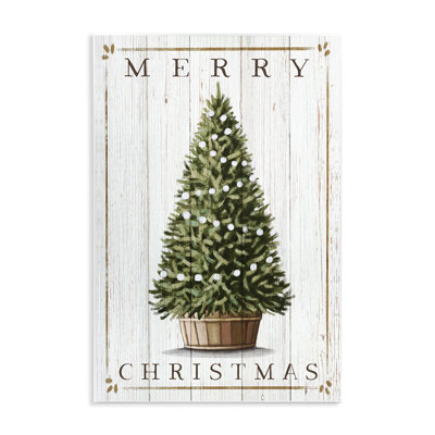 Motif rustique «Merry Christmas Country Farm Tree» par Elizabeth Tyndall - impression