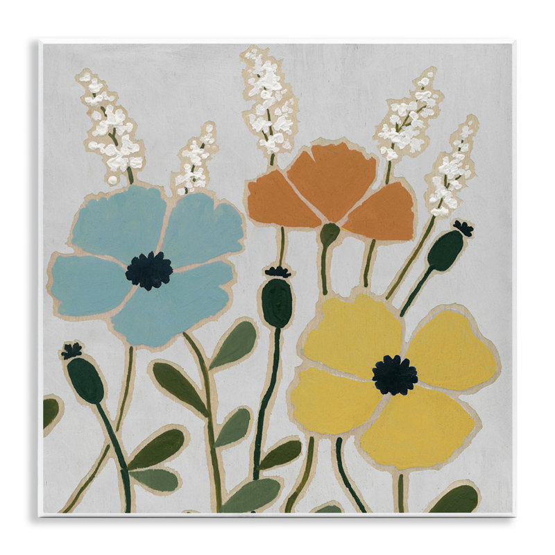 Art moderne sur plaque, "Modern Primaries Blooms" par Carol Robinson