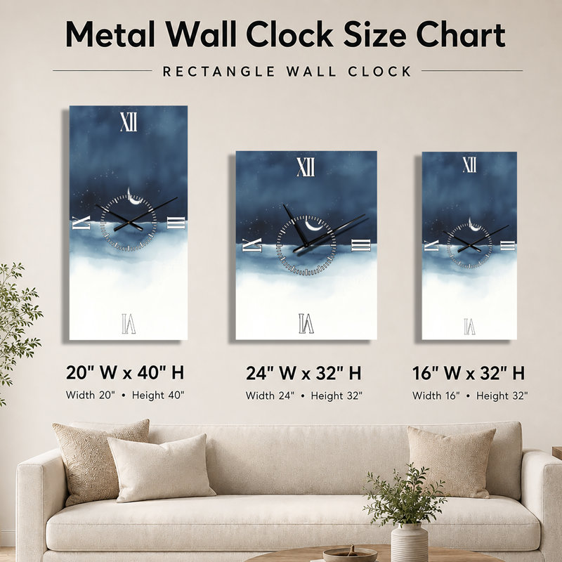Horloge murale décorative Welton I - Céleste blanche, H 40 po x l 20 po - Rectangle
