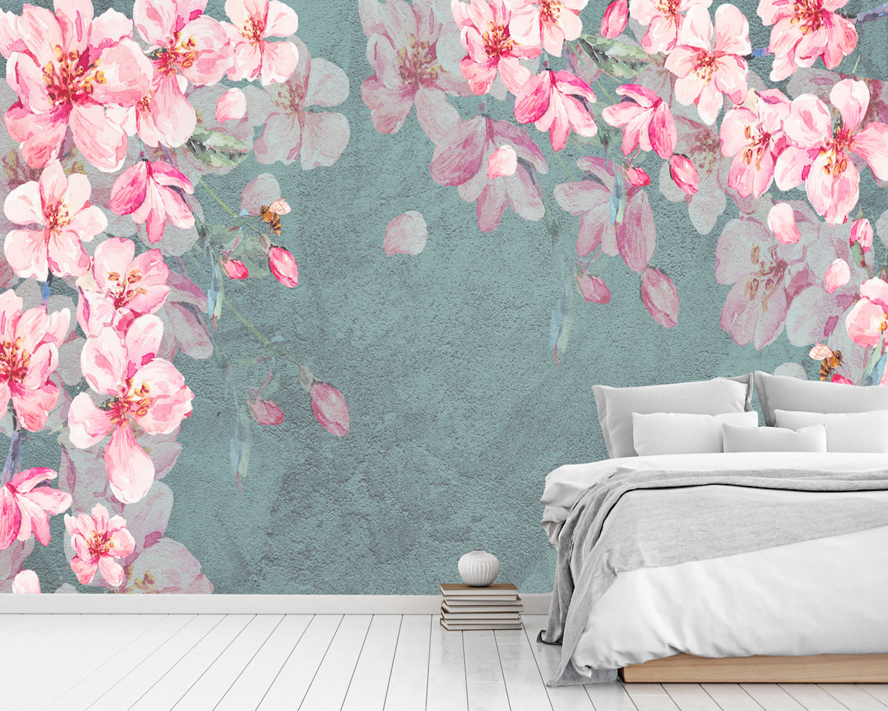 Red Barrel Studio® Yovany Cherry Blossom Sakura Wall Painting Pink ...
