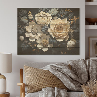Enchanted pivoines Grace - pivoines, art sur bois de pin naturel