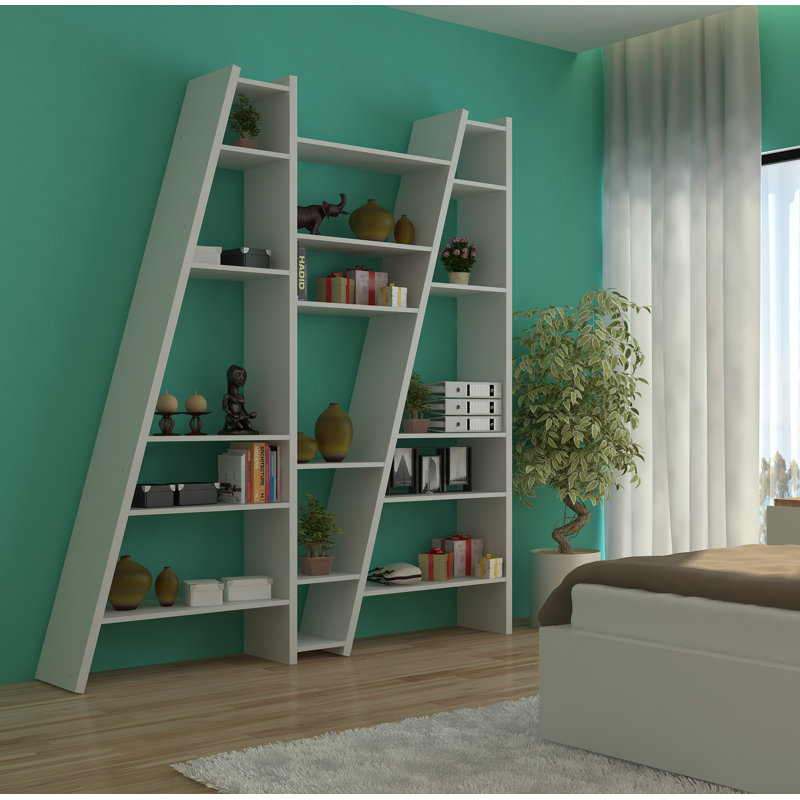 Abba 195cm H x 170cm W Geometric Bookcase, Pure White