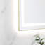 Miroir de salle de bain mural 24 po x 28 po avec façade et rétroéclairage à DEL, cadre en aluminium, 3 températures de couleur - brouillard, cadre à mémoire de forme brouillard, pour salle de bain-105740781