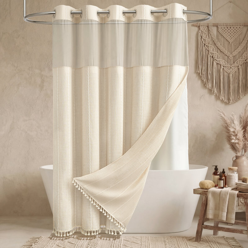 Rideaux de douche Boho, H 75 po x l 72 po, Crème