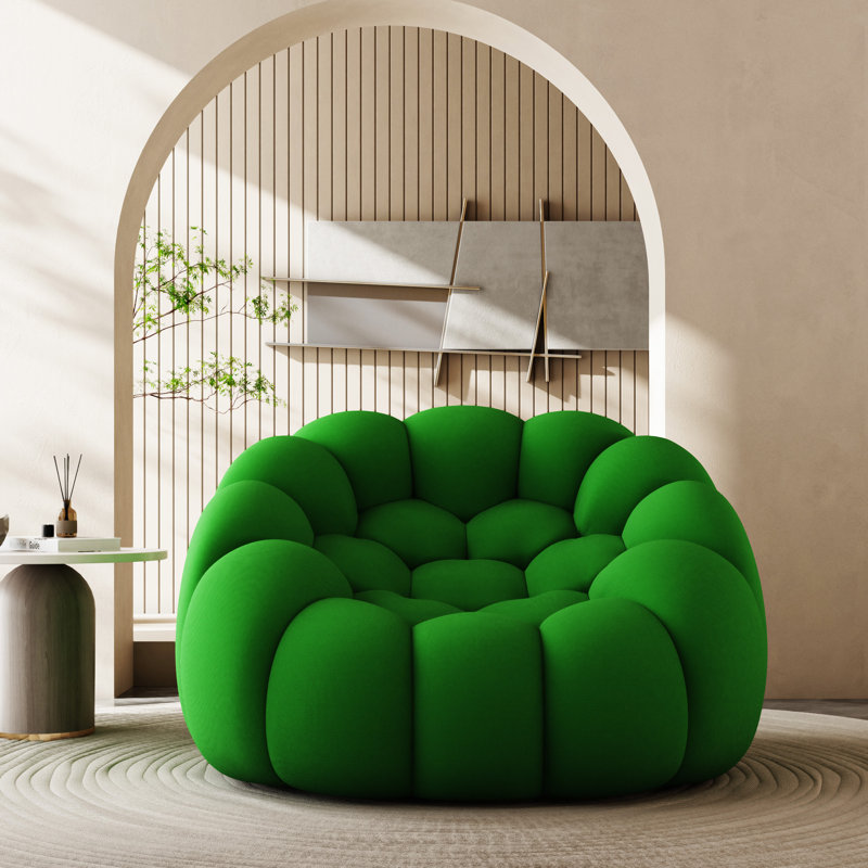 47'' Lazy Floor Sofa, Green Fabric