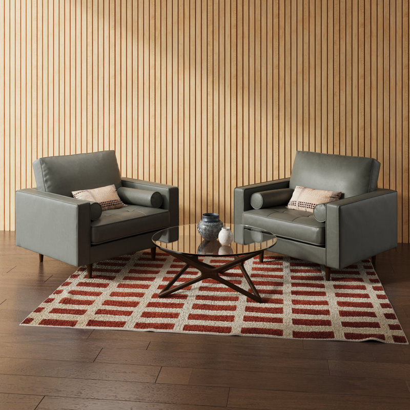 Geo Vegan Leather Armchair, Slate Grey Vegan Leather