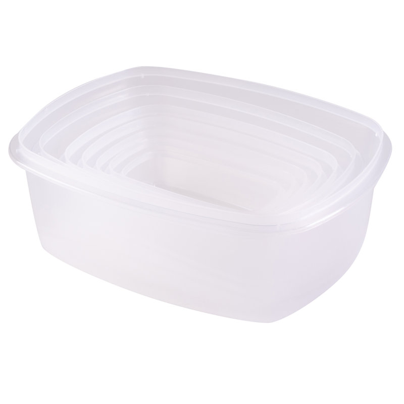 Rainbow Lid Clear Plastic Food Storage Container Set, 14 Pieces