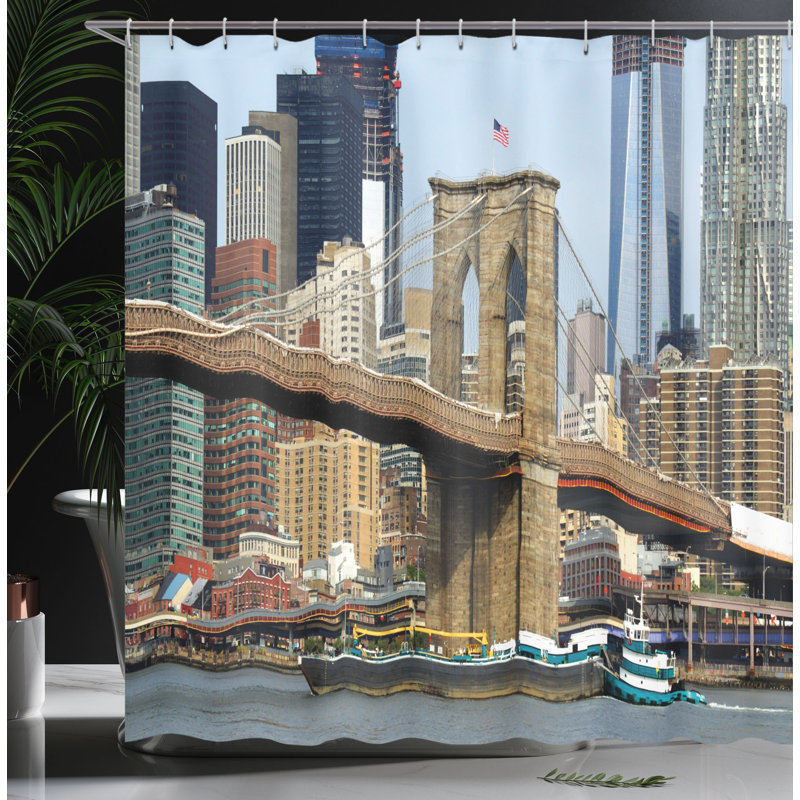 Shower Curtain with Hooks Included, 70"H x 69"W