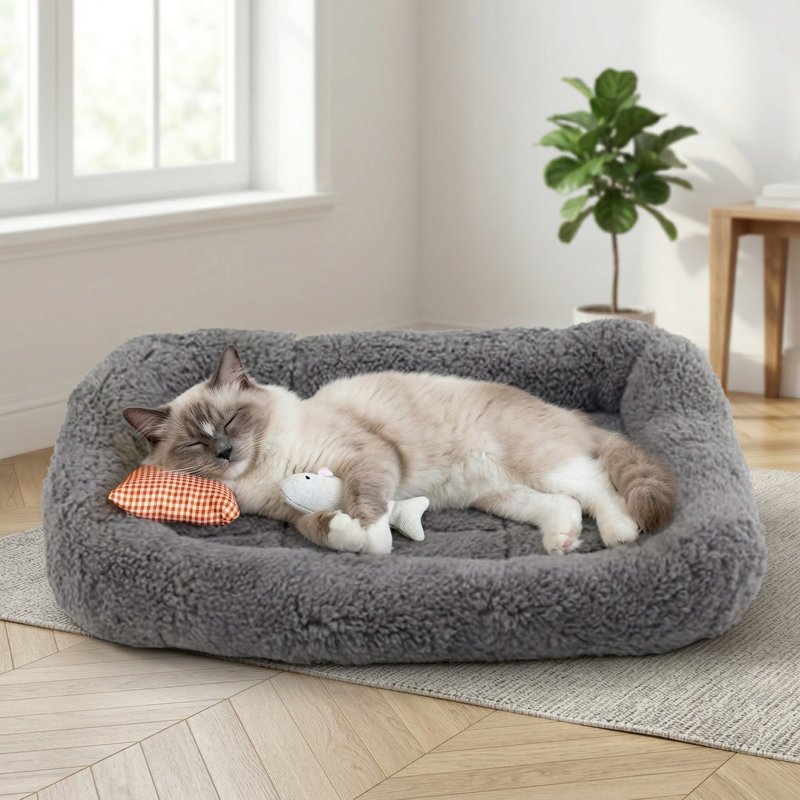 Balle de chat à mouvement automatique avec queue en filet élastique de 3e génération, jouet interactif activé par le mouvement pour chats d'intérieur ennuyés, orange