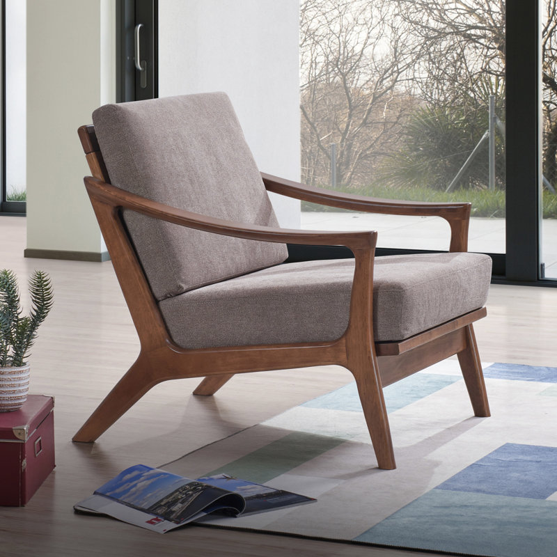 Fauteuil d'appoint en tissu et finition Lide, Marron clair