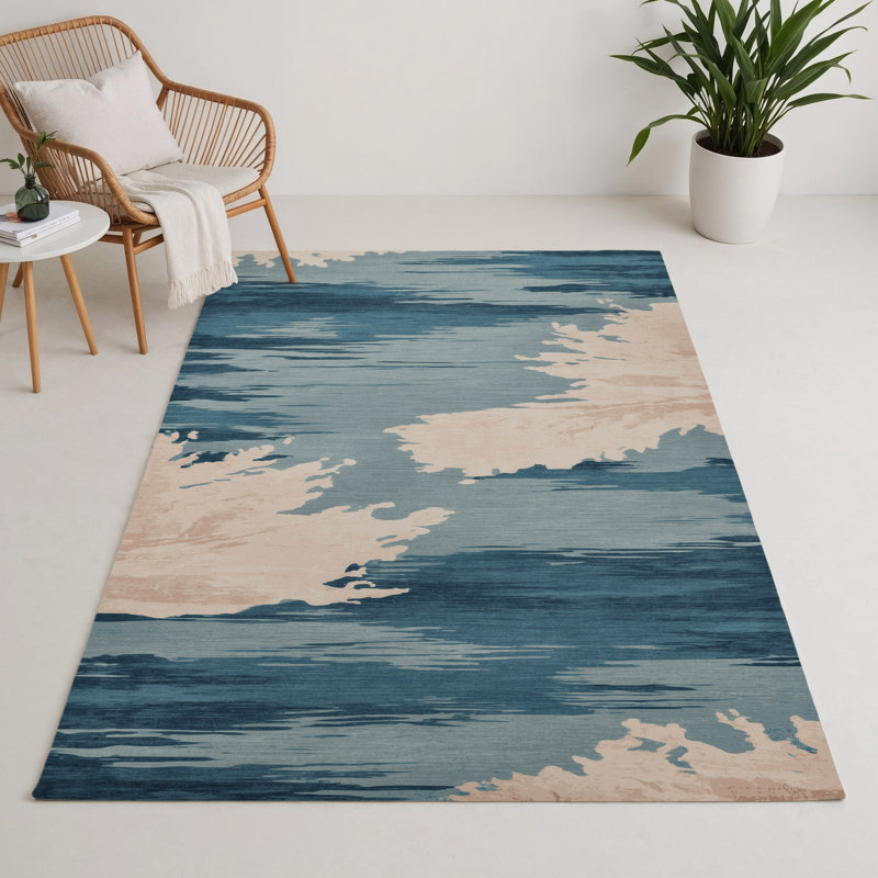 Tapis intérieur et extérieur gris Watercolor, Rectangle 9 pi x 12 pi