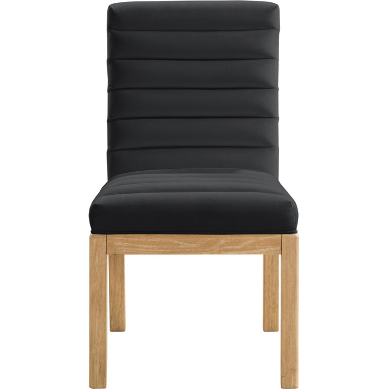 Chaise en velours Evelyn Lametra, Velours noir, Naturel