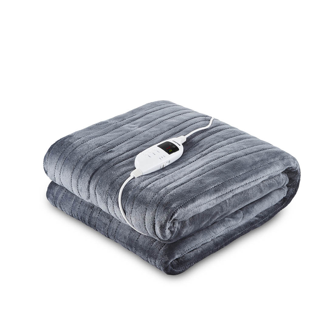 GEEPAS Electric Heated Blanket | Soft Flannel Fleece Heated Throw Over Blanket for Bed Sofa | 9 Heat Setting Digital Display 9H Timer Auto Off | Energ