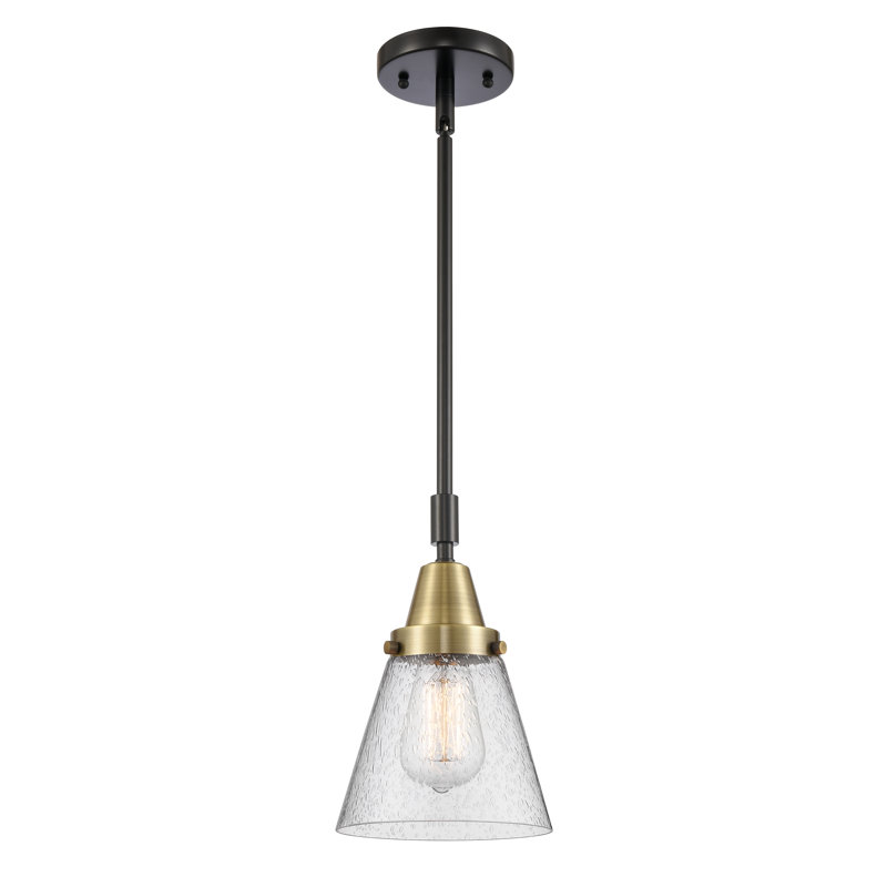 Luminaire suspendu conique à 1 lumière Aleaha, H 42,12 po x l 6 po x P 6 po, DEL, Laiton antique noir