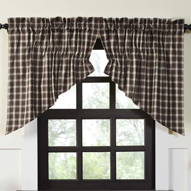 Dissay Cotton Plaid Swag Kitchen Curtain