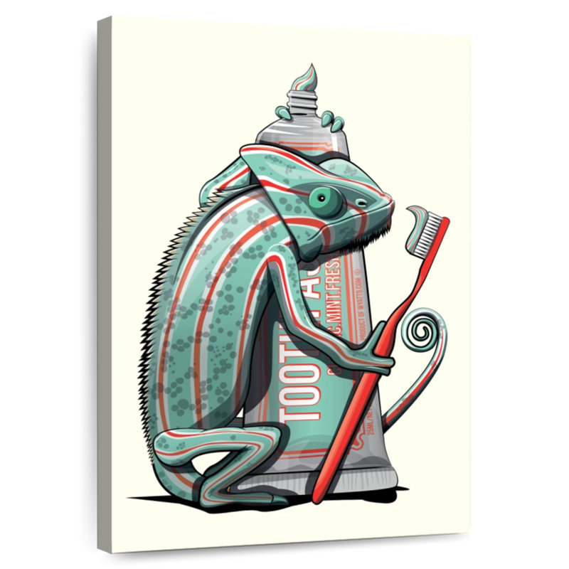 Chameleon Cleaning Teeth, 45" H x 30" W