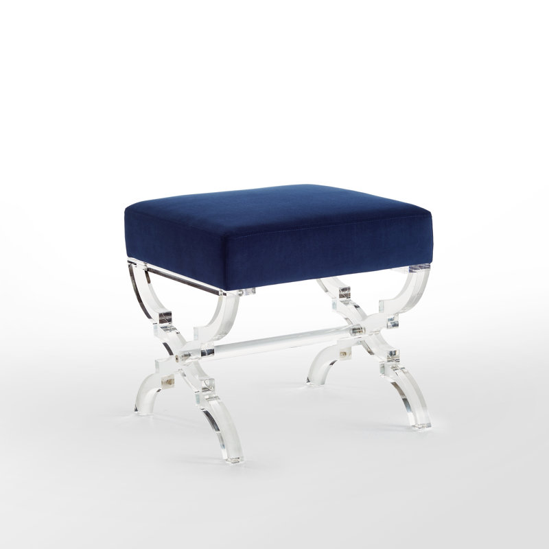 Repose-pieds 18 po en velours et transparent, Bleu marine