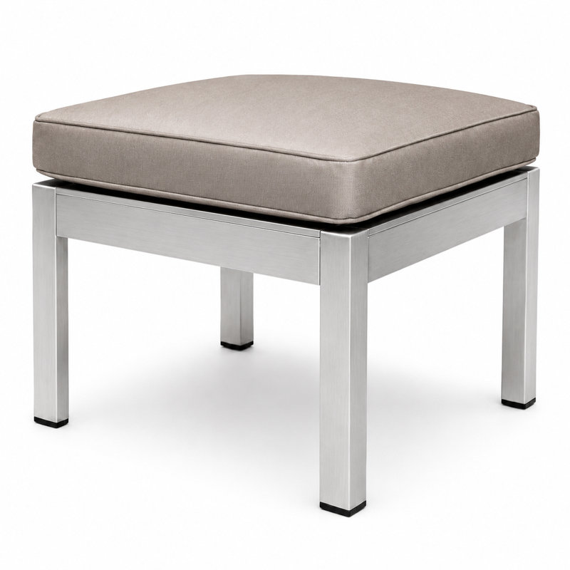 Repose-pieds d'extérieur avec coussin Karen, Taupe, Argent