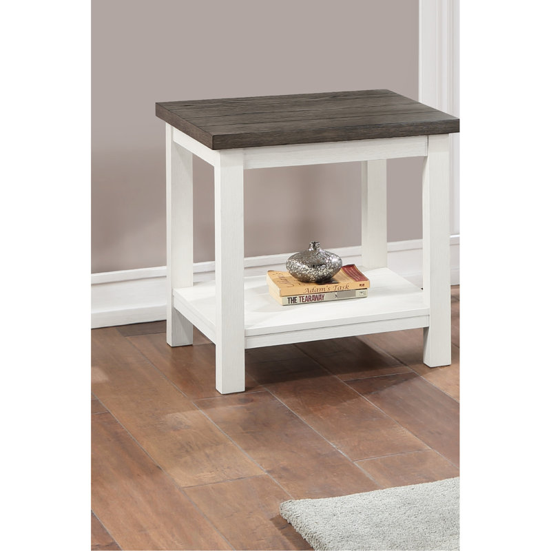 Table de bout carrée ultra-moderne en bois brun et blanc, pour le salon