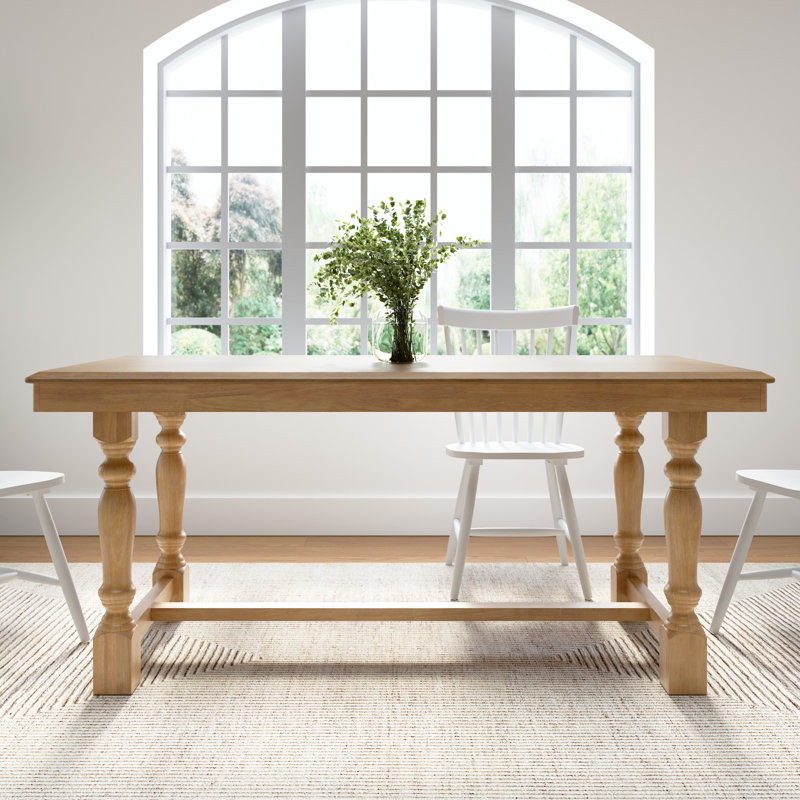 67” Rectangular Dining Table, Seats 4–6, Trestle Base, Farmhouse Wood, Natural Honey Brown, Brown
