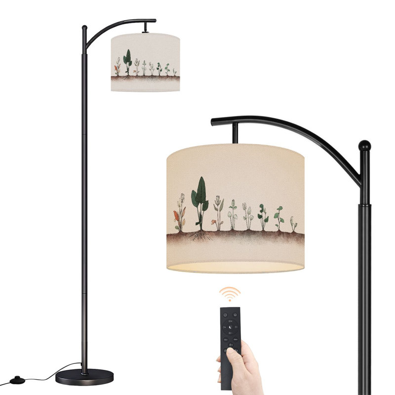 Arc Floor Lamp with Adjustable Lampshade Palm Tree Tropical Beach House Vintage Rustic Boho Banana Plant Banana Standing Lamp 3 Color Temperatures Dimmable Tall Pole Lamp with Foot Switch for Bedroom
