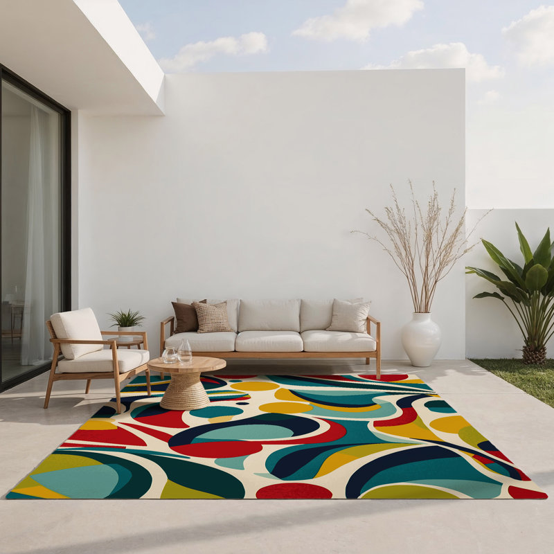 Vibrant Streak Indoor And Outdoor Area Rug, Rectangle 9' x 12'