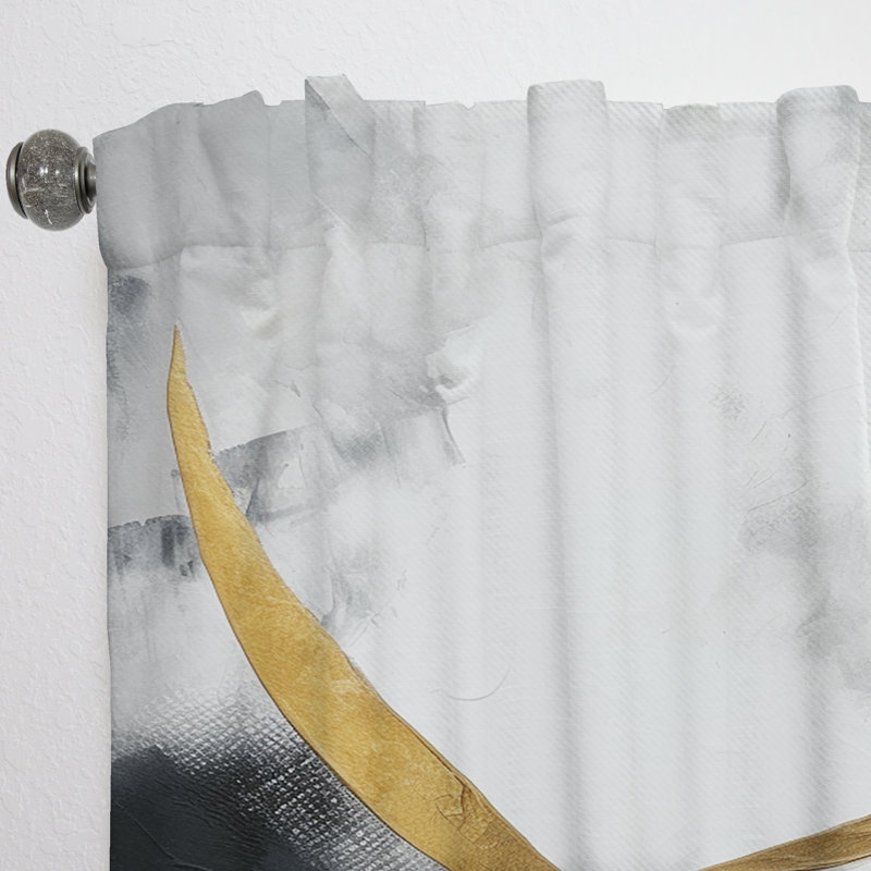 Tiller - Gold And Black Geometric Enchantment I - Abstract Marble Curtain - Velvet Room Darkening - 1 panel, 52" W x 95" L