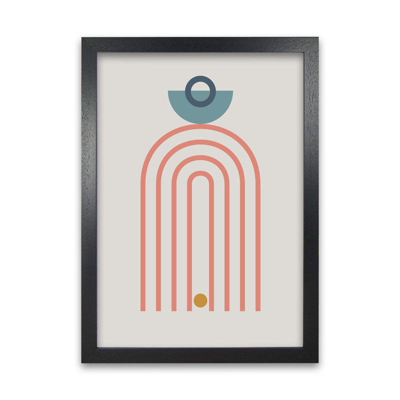 Mid Century Modern On Grey A - Print, Black Frame, 30cm H x 21cm W x 3cm D