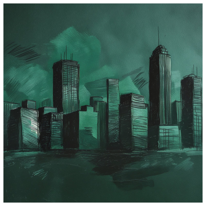 Rideaux de douche Green City Skyline, 70 po L x 93 po H