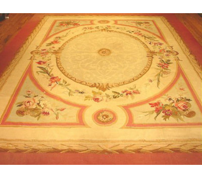 Abusson Hand Knotted Wool Oriental Area Rug in Beige