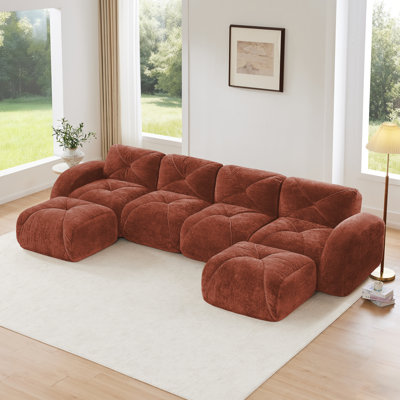 Premium Velvet Sofas, Modular Design With Movable Ottomans For Modern Living
