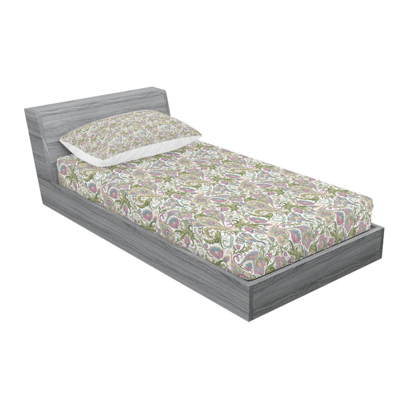 Microfiber Paisley Sheet Set, Twin Sheet Set with Fitted Sheet
