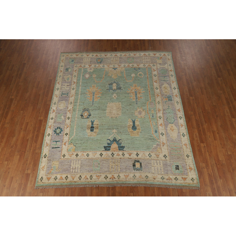 Tapis turc vert fait à la main Oushak 8 x 10