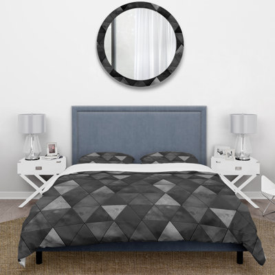 Ensemble de housse de couette Mid-Century Black Triangle II