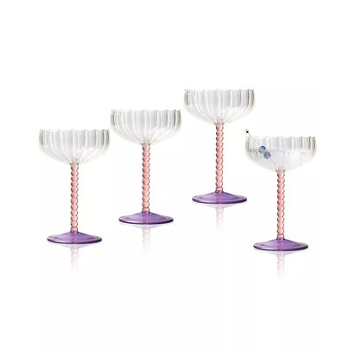 Mardi Gras Coupe Glass Set of 4